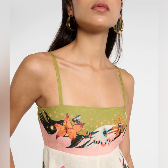 Alemais Evergreen printed maxi linen sundress, XS 2 - Picture 4 of 7